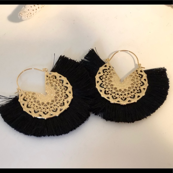 Jewelry - 2/$15  Black and Gold Fringe Earrings